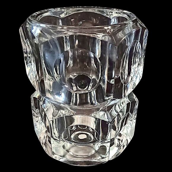 Bohemia Crystal Candle Holder Vase Icy Winter Holiday Party Cube Witchy Glass - Picture 8 of 16
